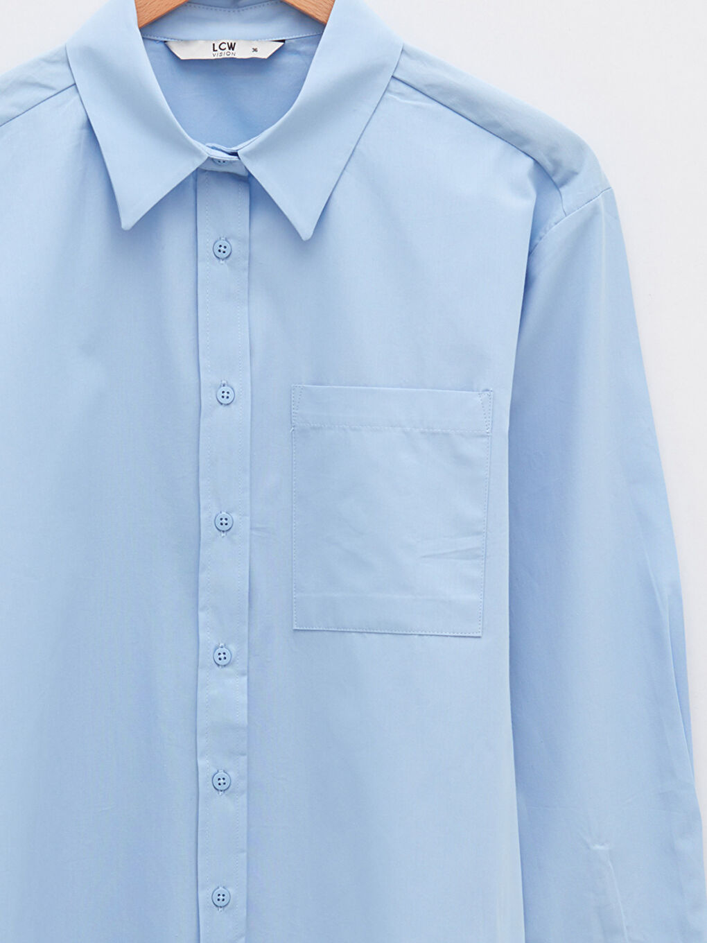 Buttoned Regular Long Sleeve Poplin Women's Shirt-7