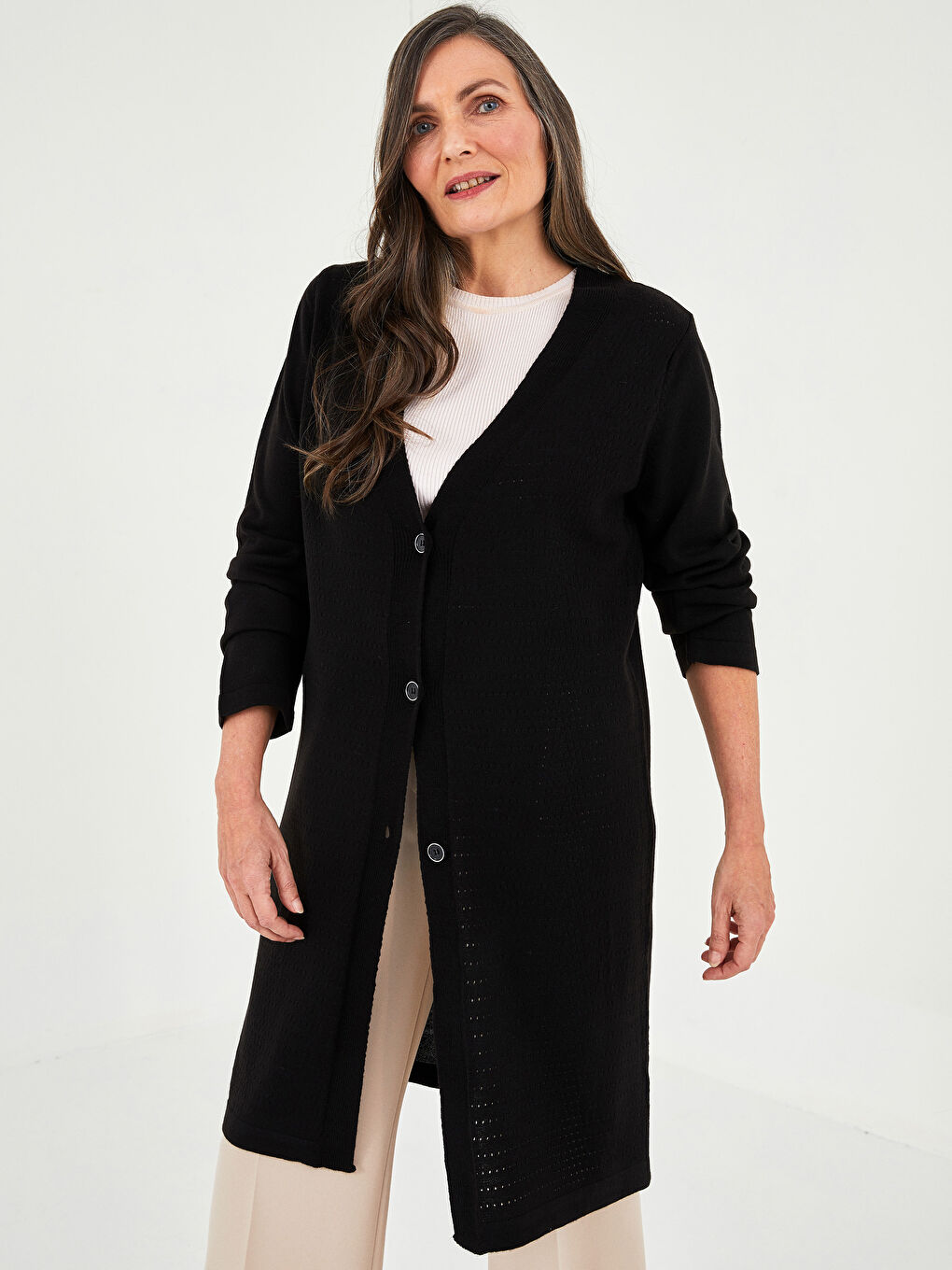 LCW Grace V Neck Women's Knitwear Cardigan -S2EV66Z8-CVL