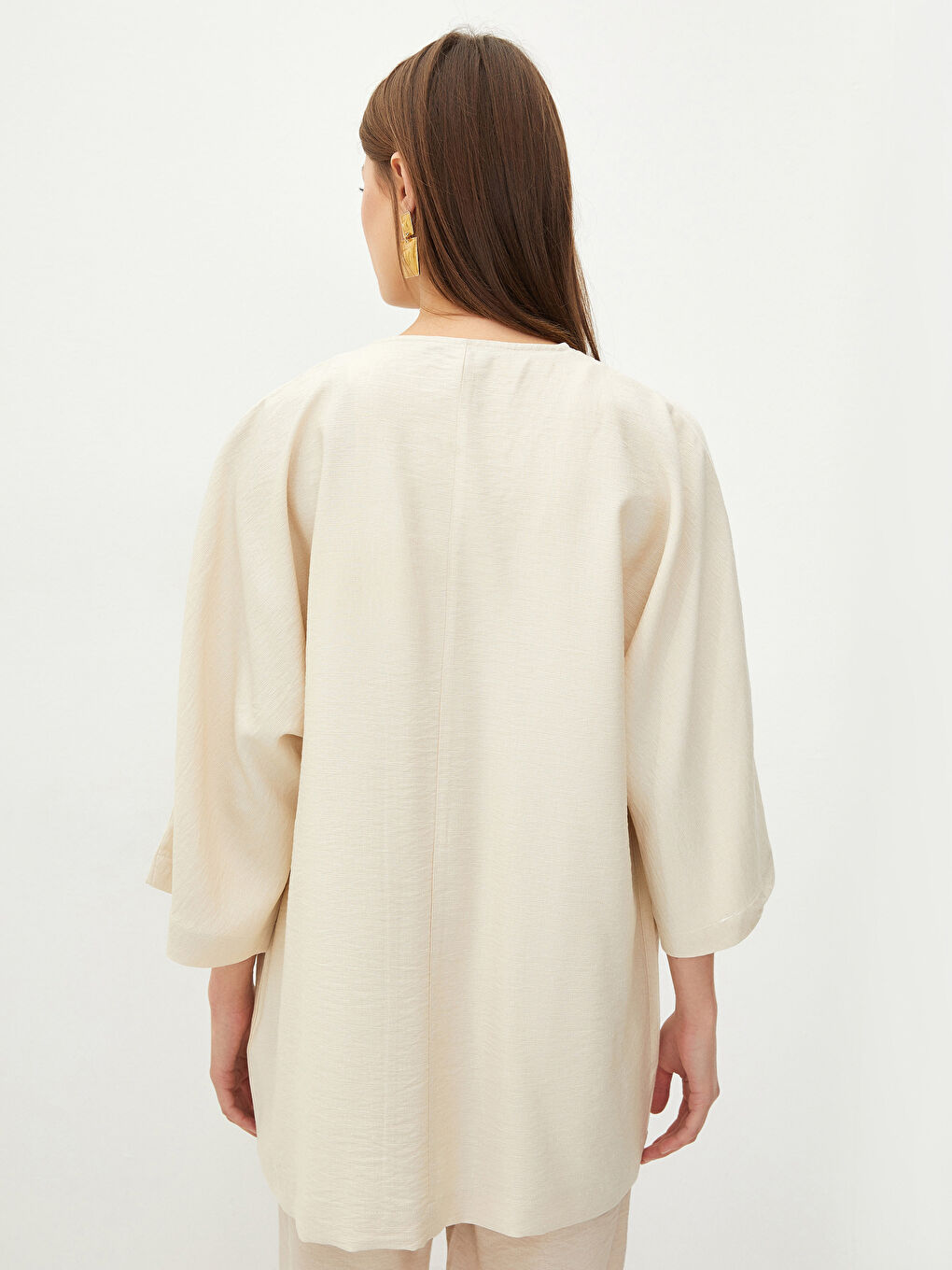 Women's Shawl Collar Plain Kimono-4