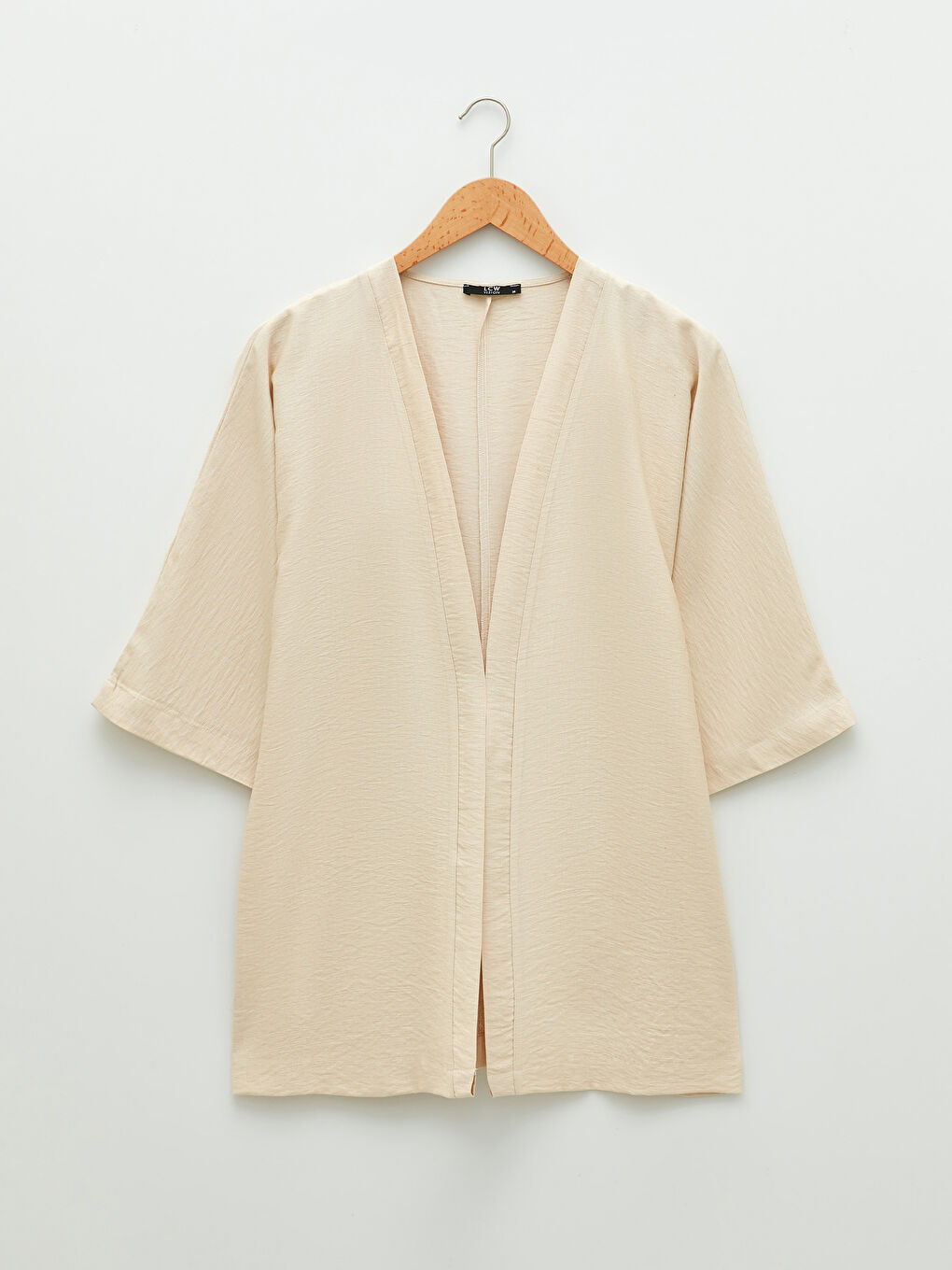 Women's Shawl Collar Plain Kimono-5
