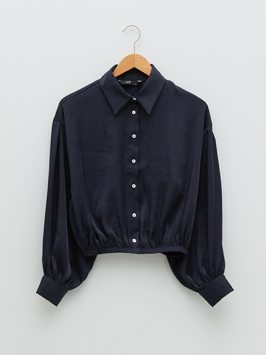 Cămașă Satin Oversize cu Mâneci Lungi și Închidere Frontală cu Nasturi pentru Femei-10