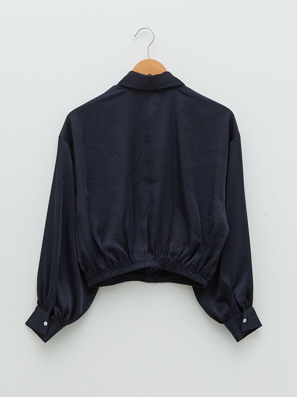 Cămașă Satin Oversize cu Mâneci Lungi și Închidere Frontală cu Nasturi pentru Femei-11