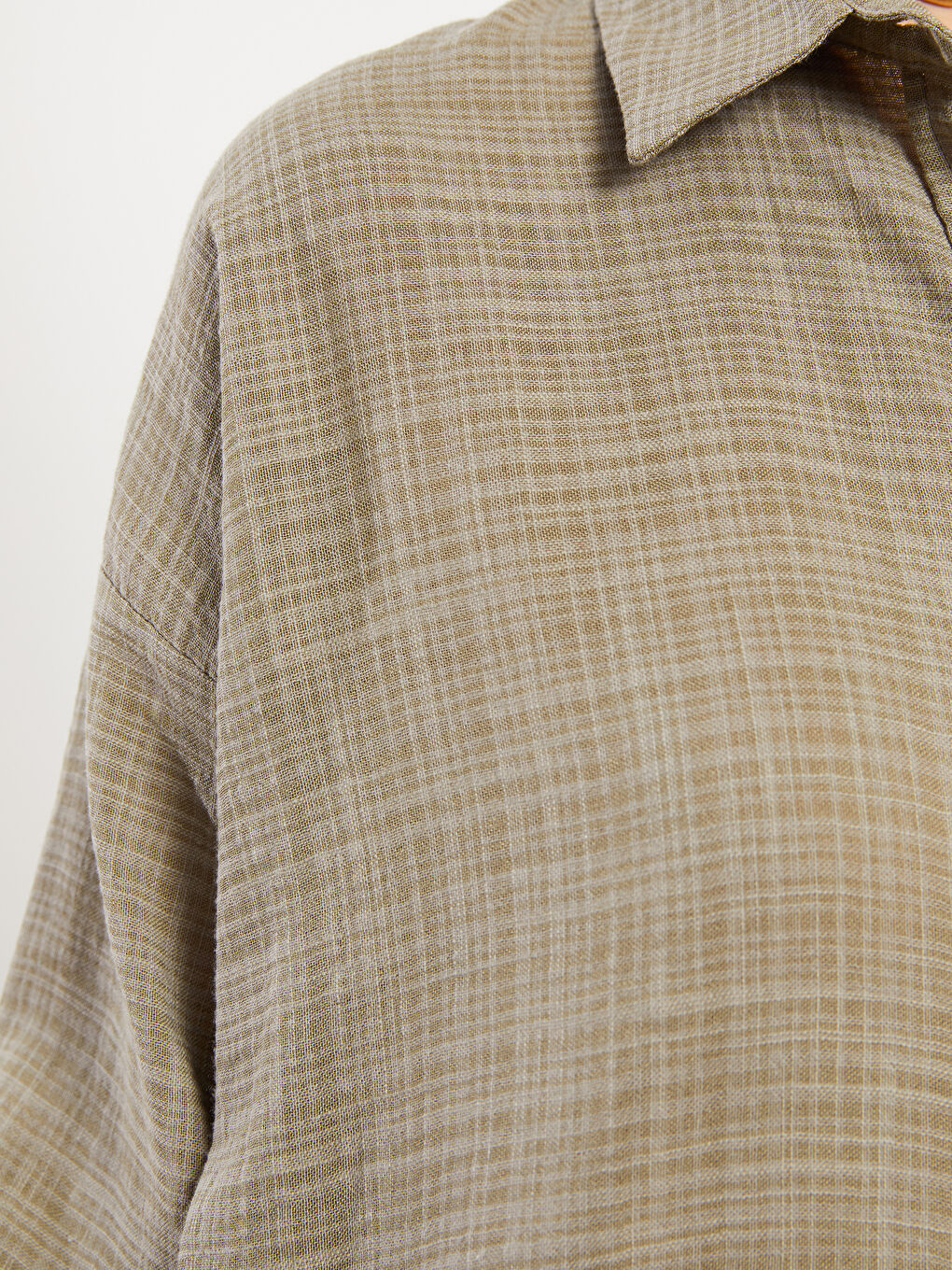 Patterned Long Sleeve Women's Shirt with Button Closure on the Front-3