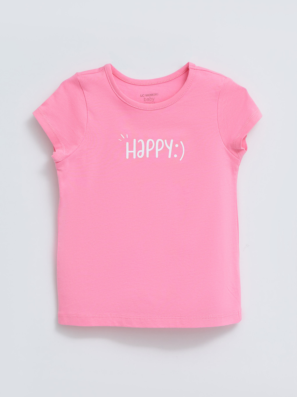 Crew Neck Short Sleeve Printed Baby Girls' T-shirt