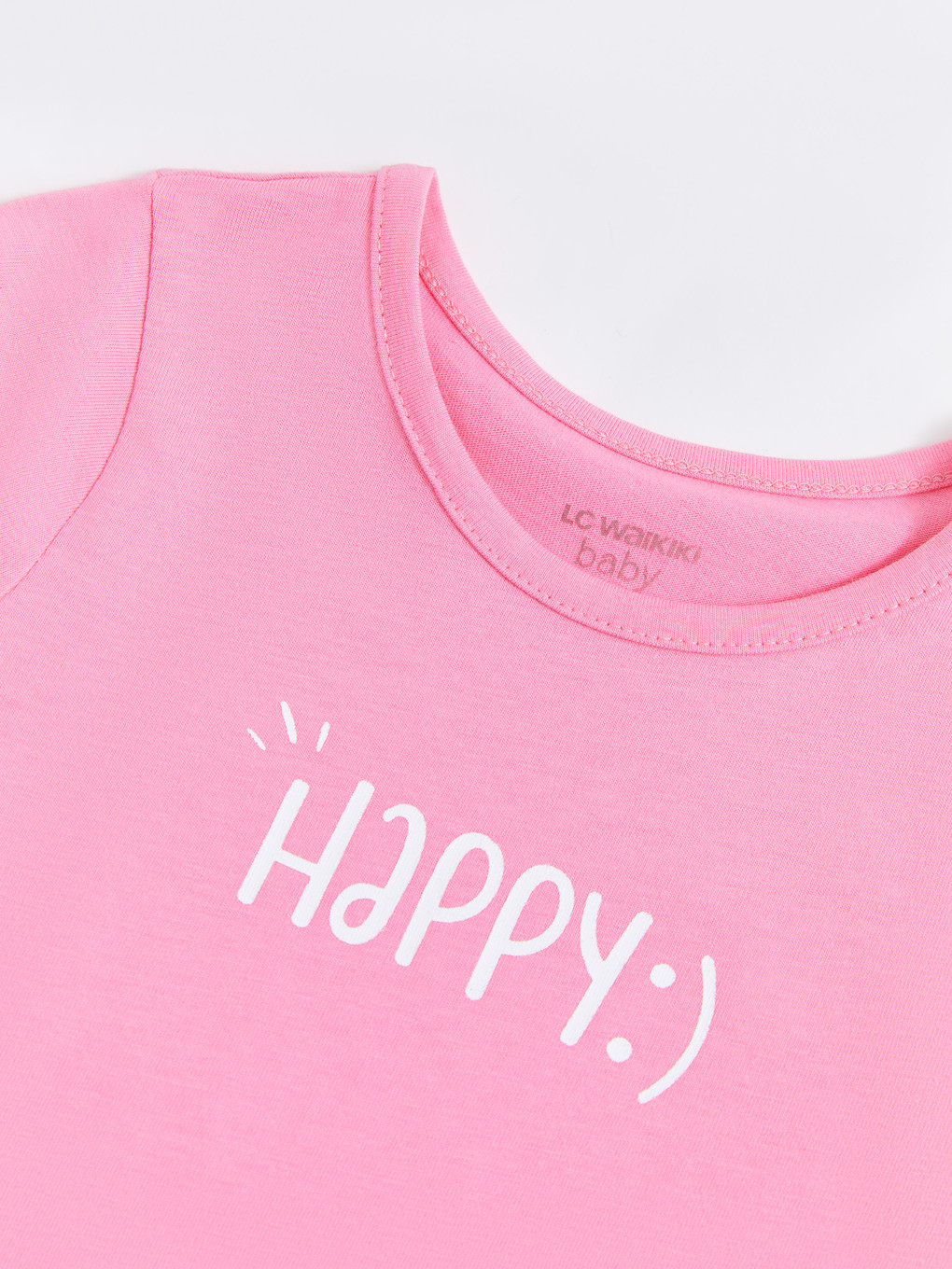 Crew Neck Short Sleeve Printed Baby Girls' T-shirt-2