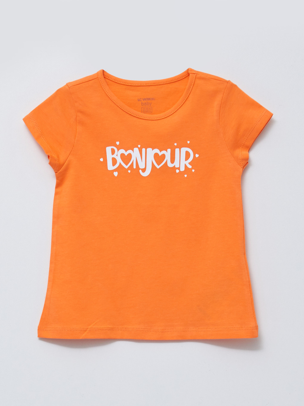 Crew Neck Short Sleeve Printed Baby Girls' T-shirt
