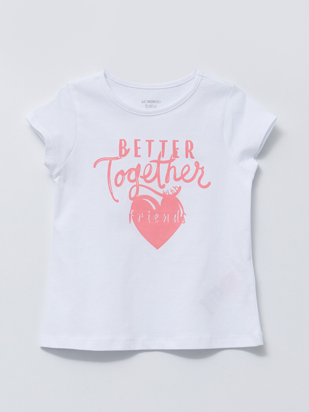 Crew Neck Short Sleeve Printed Baby Girls' T-shirt