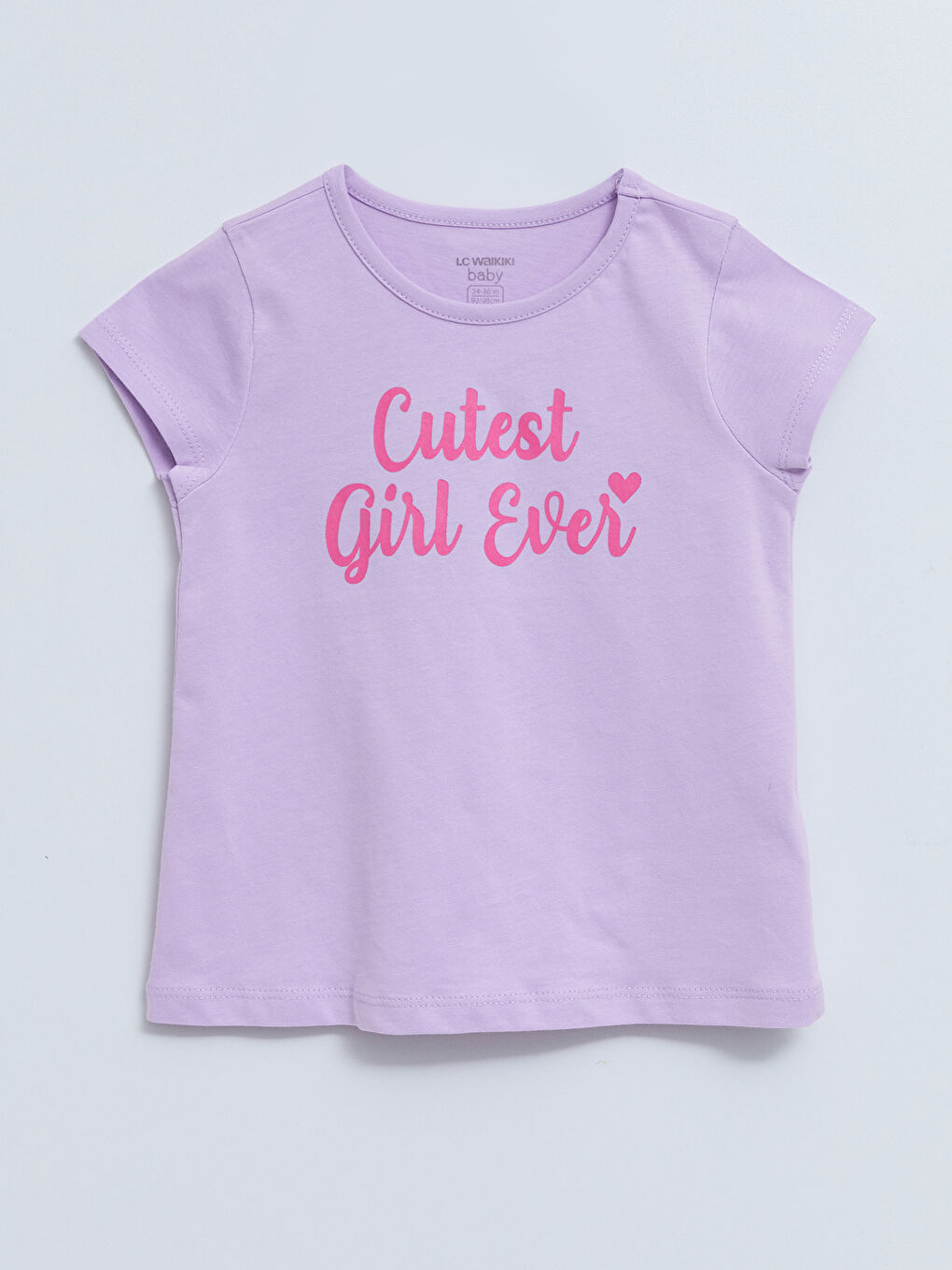 Crew Neck Short Sleeve Printed Baby Girls' T-Shirt