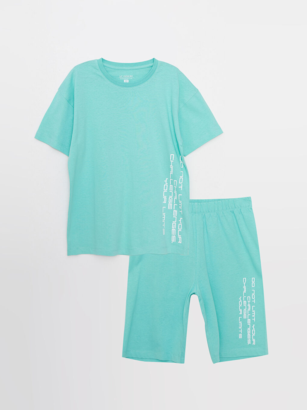 Turkuaz Bisiklet Yaka Baskılı Kısa Kollu Erkek Çocuk Şortlu Pijama Takımı-3
