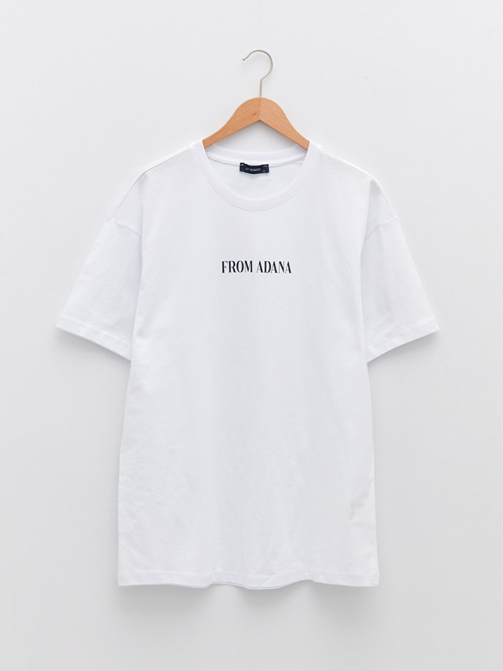Beyaz Oversize Bisiklet Yaka Kısa Kollu Adana Baskılı Penye Erkek Tişört-8