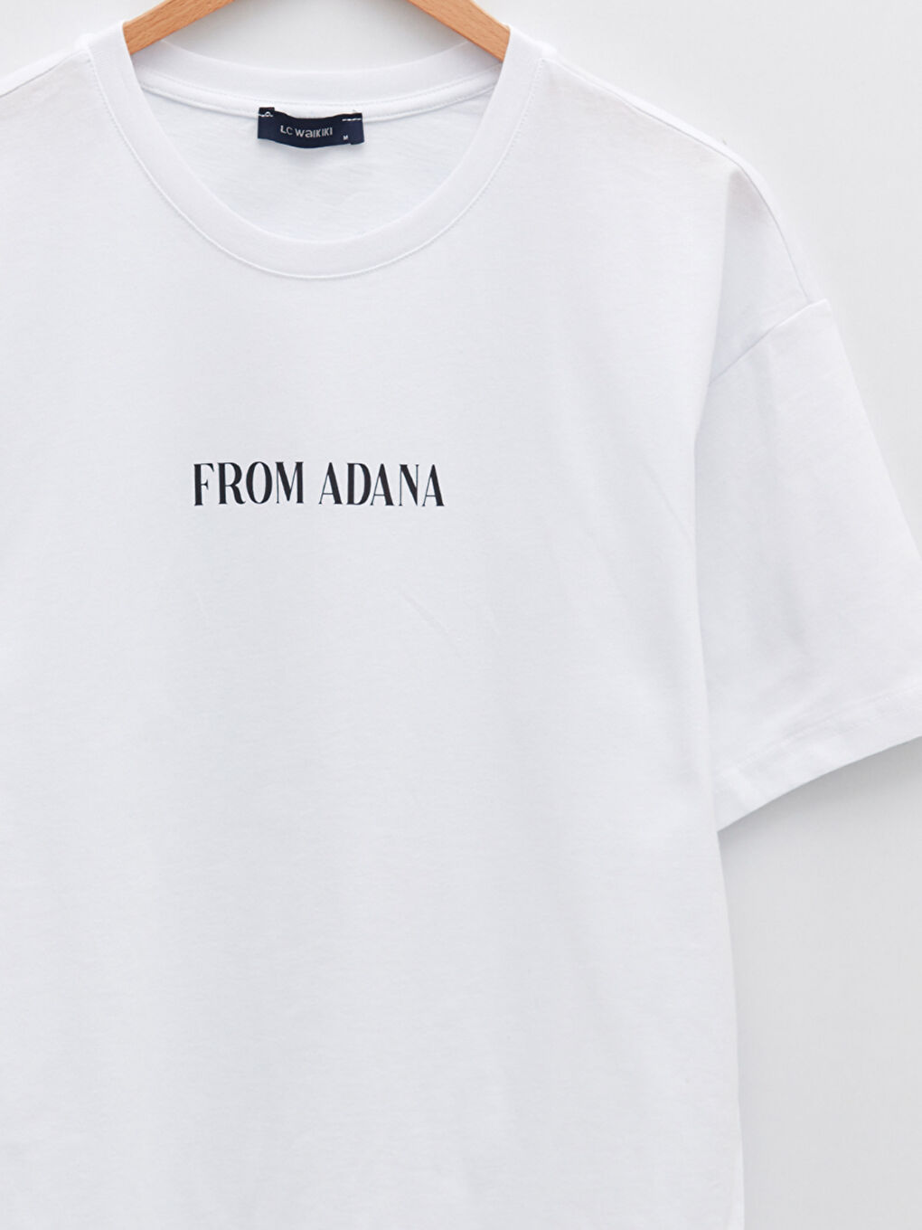 Beyaz Oversize Bisiklet Yaka Kısa Kollu Adana Baskılı Penye Erkek Tişört-10
