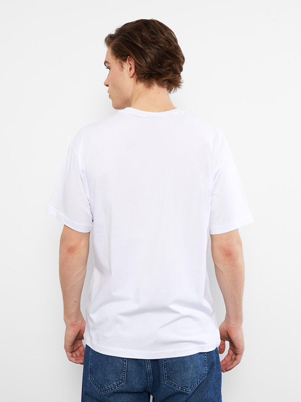 Beyaz Oversize Bisiklet Yaka Kısa Kollu Adana Baskılı Penye Erkek Tişört-7