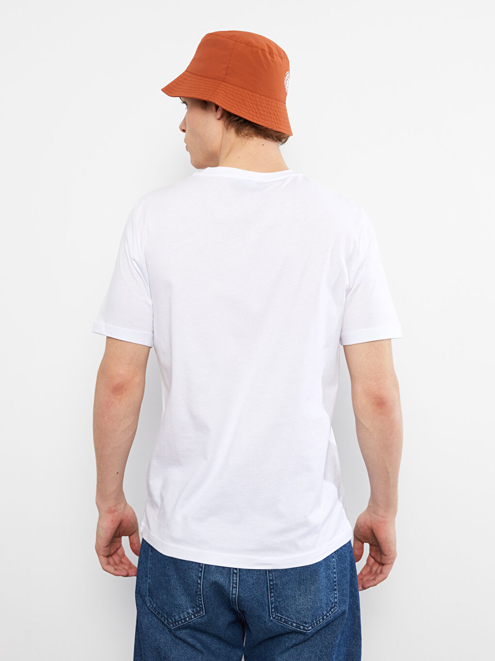 Beyaz Bisiklet Yaka Kısa Kollu Adana Baskılı Penye Erkek Tişört-7