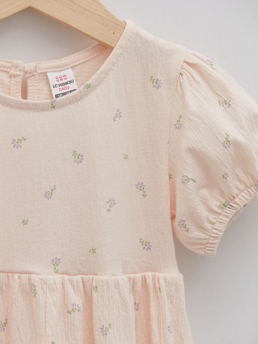 Rundhalsausschnitt Kurzarm Bedrucktes Baby Mädchen Kleid und Krone 2-teiliger Set-3