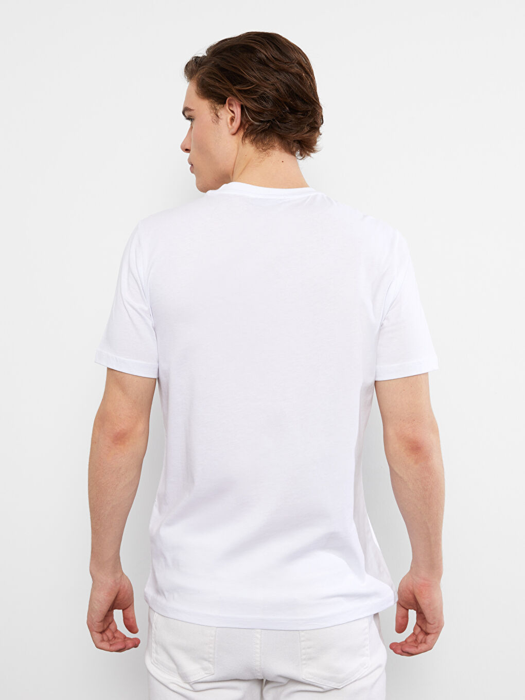 Beyaz Bisiklet Yaka Kısa Kollu Adana Baskılı Penye Erkek Tişört-7