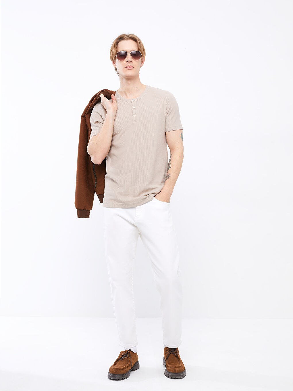 Tricou pentru Bărbați cu Mânecă Scurtă și Guler Rotund