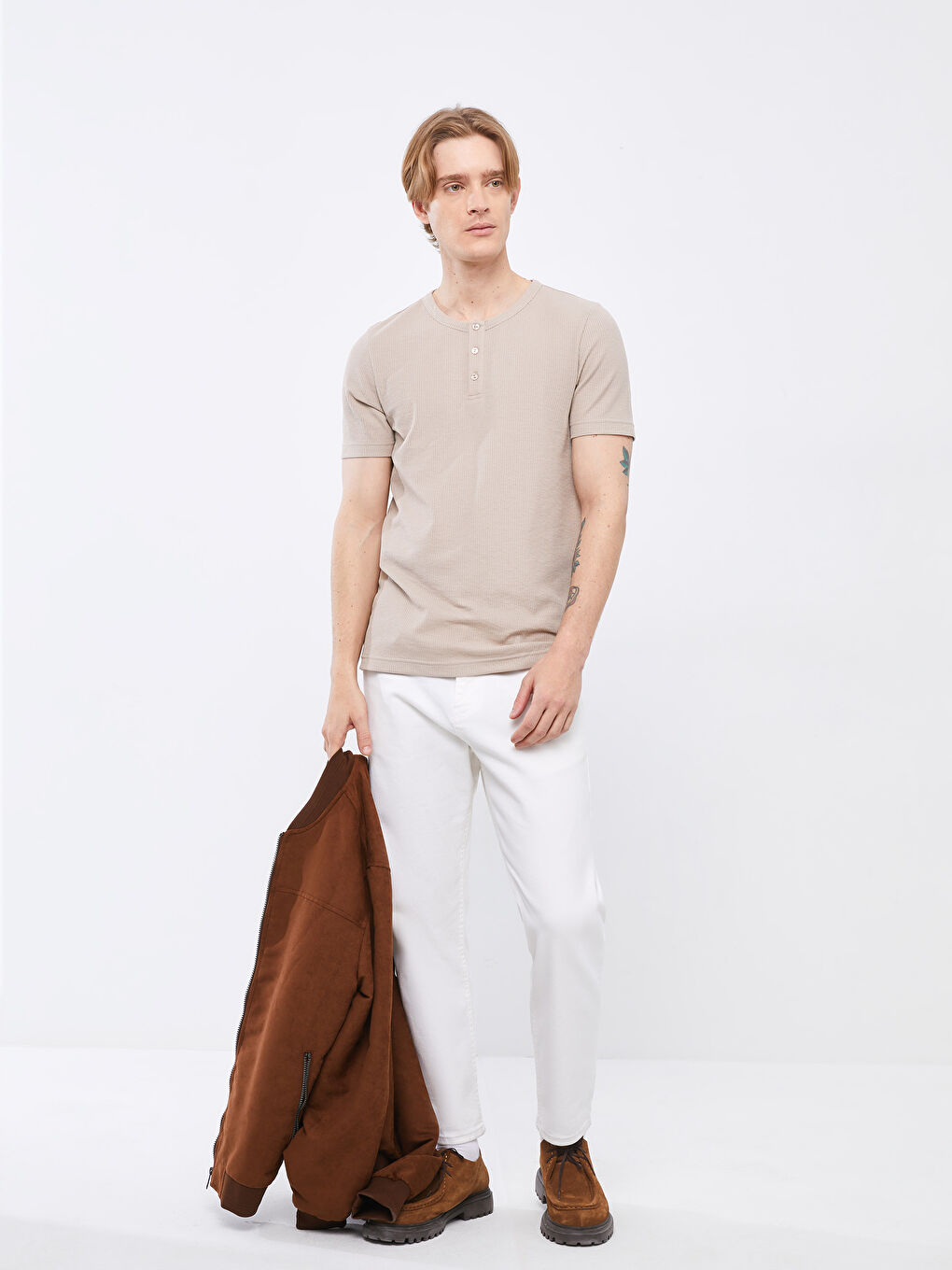 Tricou pentru Bărbați cu Mânecă Scurtă și Guler Rotund-2