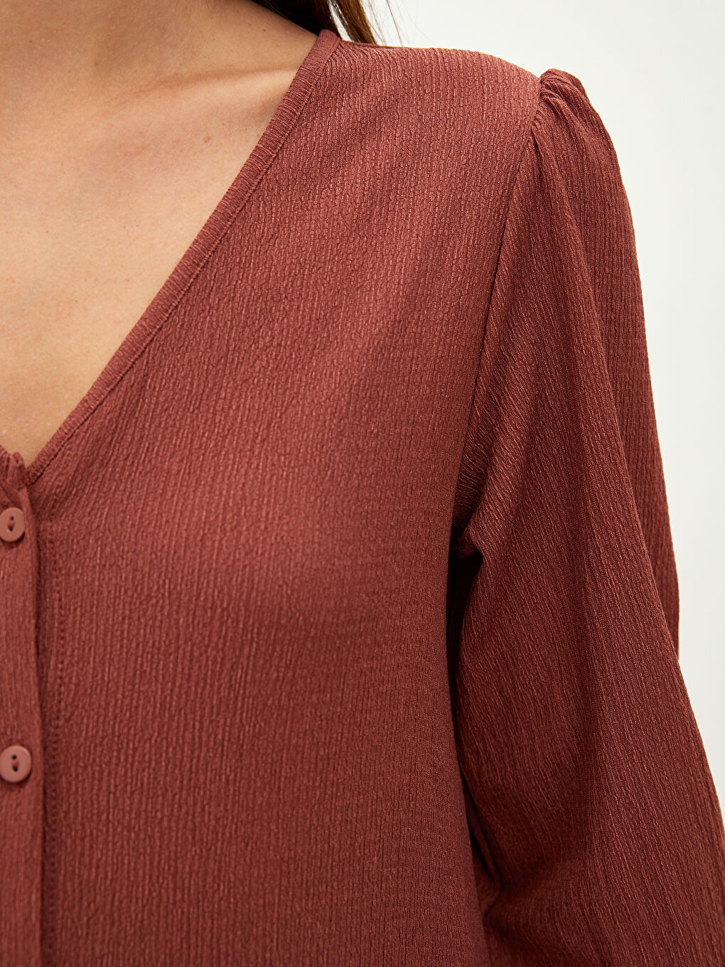 V Neck Plain Crinkle Maternity Dress -S2EY47Z8-S4L