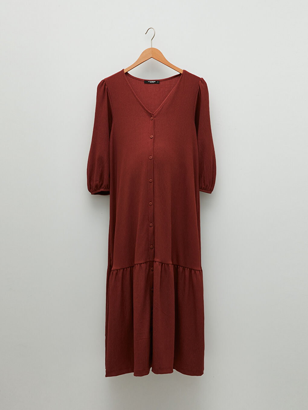 V Neck Plain Crinkle Maternity Dress -S2EY47Z8-S4L