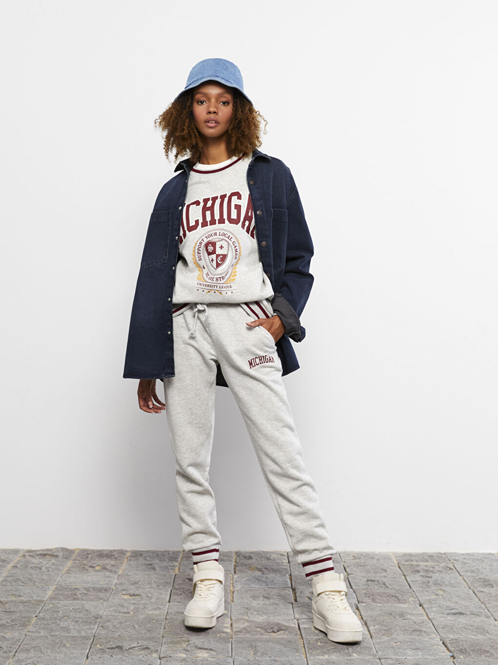 Elastic Waist Printed Women's Thick Jogger Sweatpants