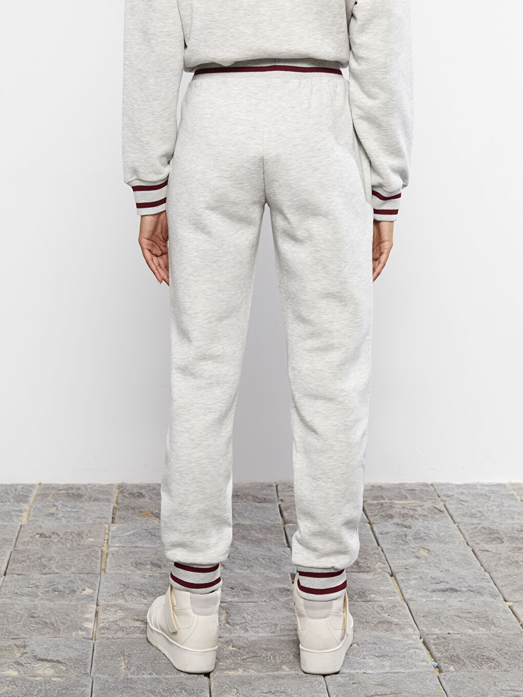 Elastic Waist Printed Women's Thick Jogger Sweatpants-4