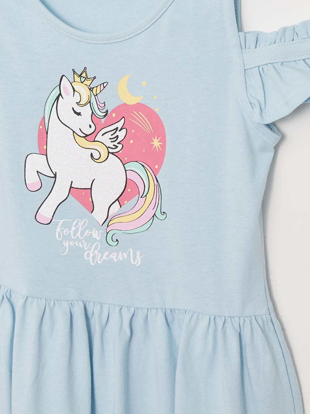 Платье с круглым вырезом, с принтом и коротким рукавом для девочек-2