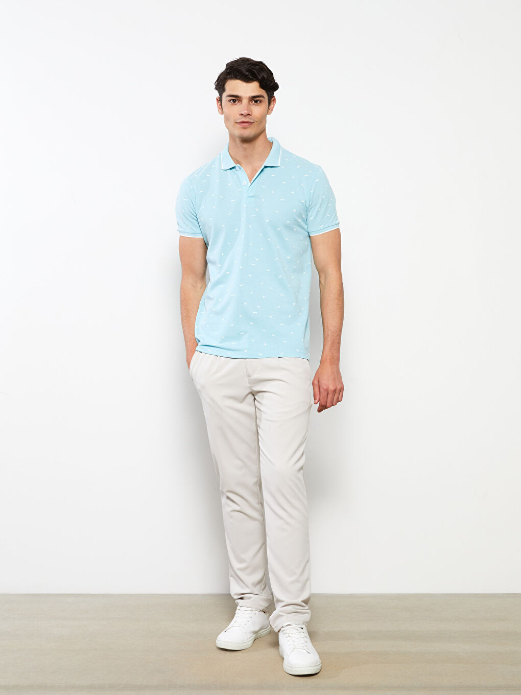 Yeşil Polo Yaka Kısa Kollu Pike Erkek Tişört-1