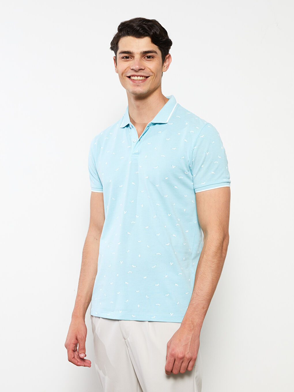 Yeşil Polo Yaka Kısa Kollu Pike Erkek Tişört-2