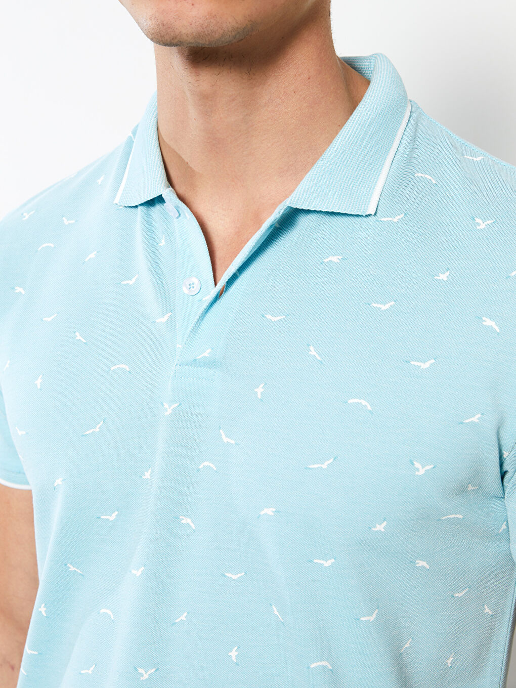 Yeşil Polo Yaka Kısa Kollu Pike Erkek Tişört-3