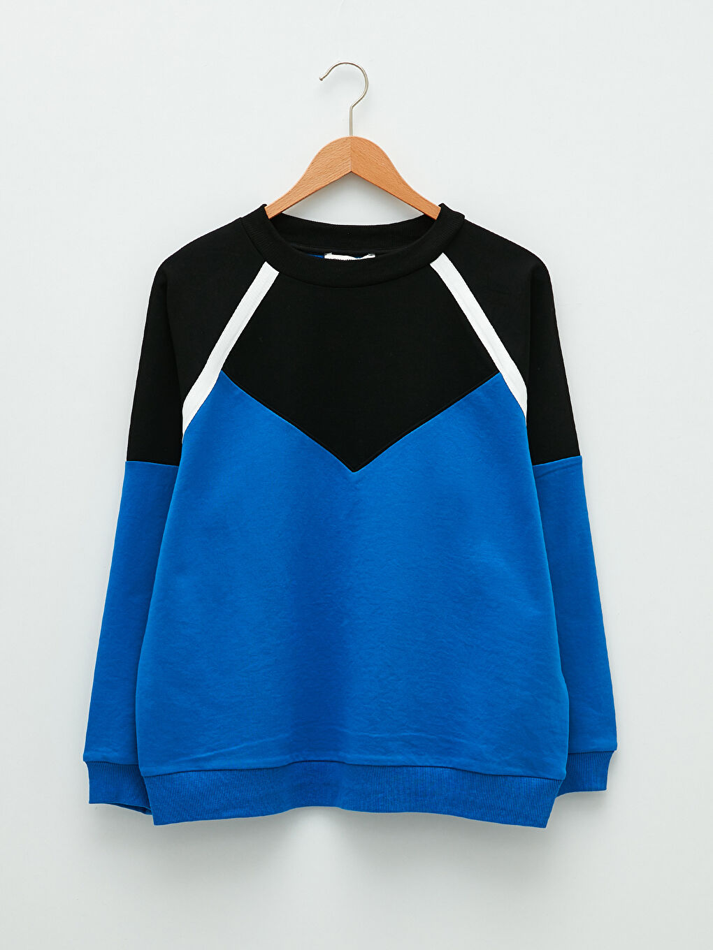Crew Neck Long Sleeve Women's Sweatshirt with Color Block-4