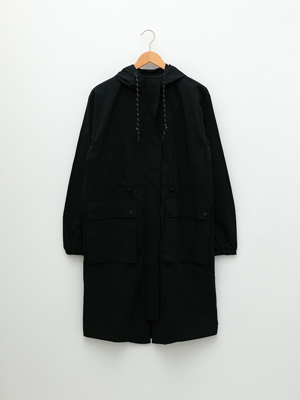 Женский однотонный дождевик с капюшоном-5