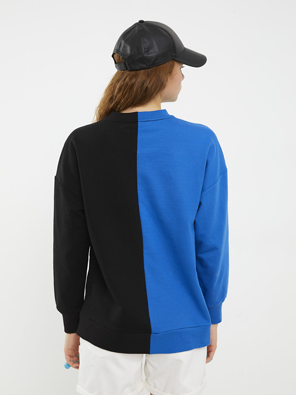 Mavi Bisiklet Yaka Renk Bloklu Uzun Kollu Kadın Sweatshirt-4