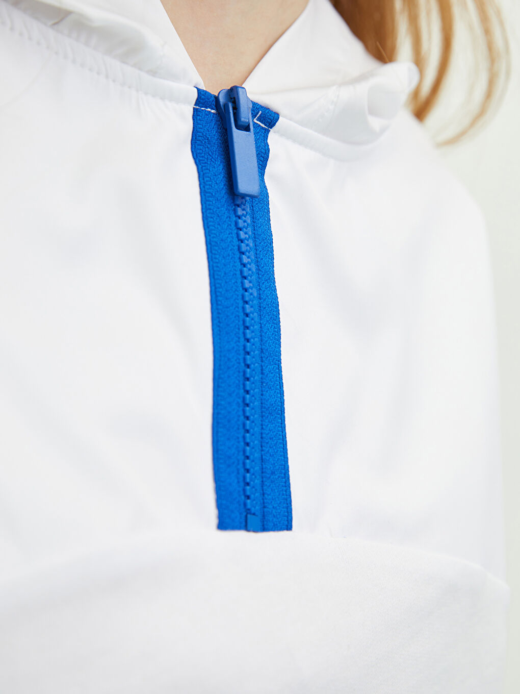 Beyaz Düz Uzun Kollu Kadın Hoodie-2