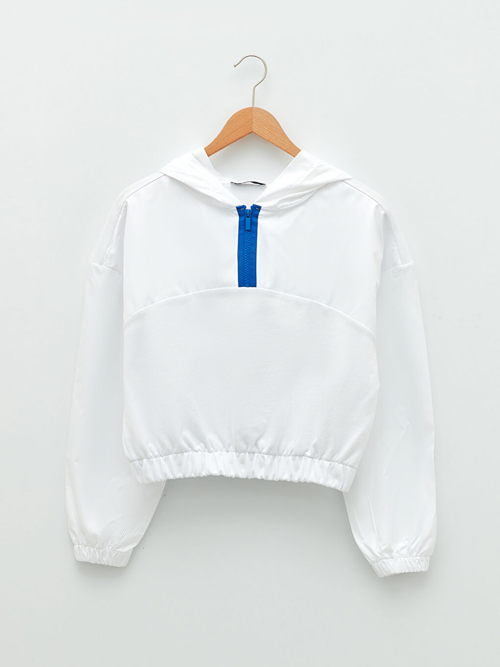 Beyaz Düz Uzun Kollu Kadın Hoodie-5