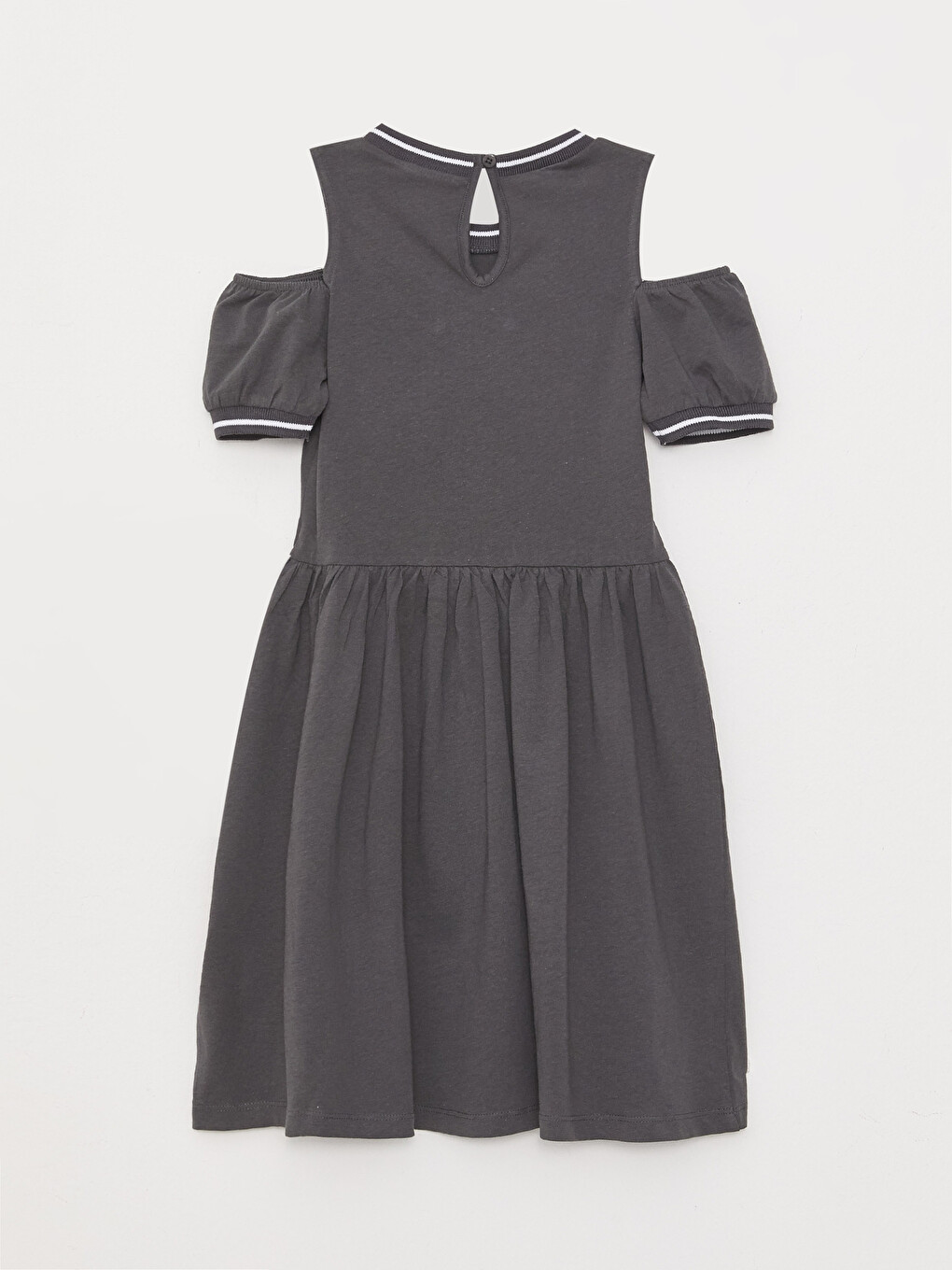 Crew Neck Printed Short Sleeve Girls' Dress-1