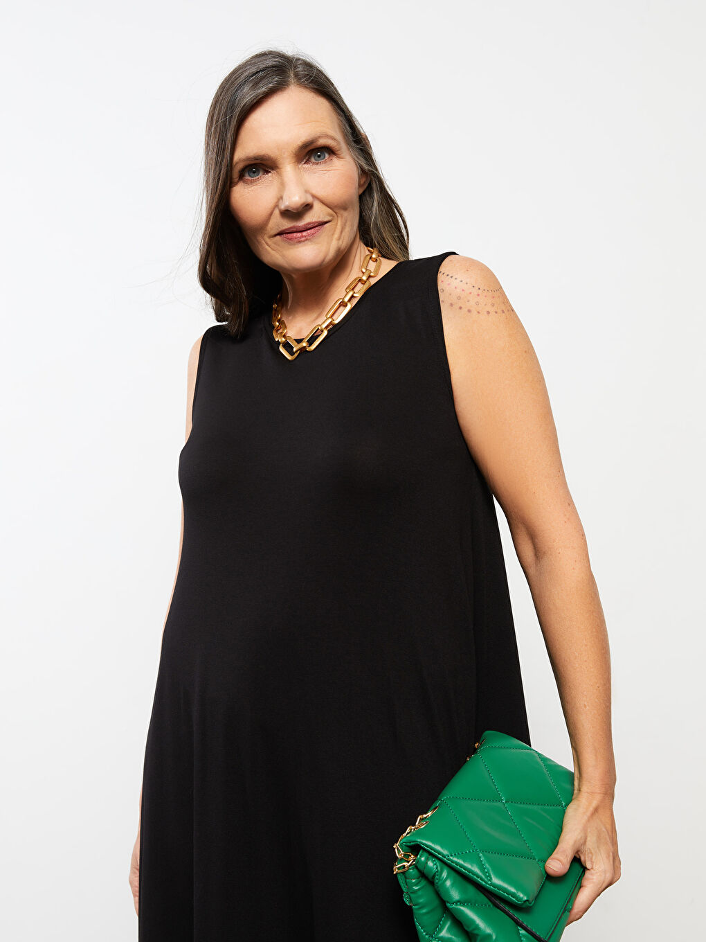 Crew Neck Straight Sleeveless A-Cut Women's Dress-1
