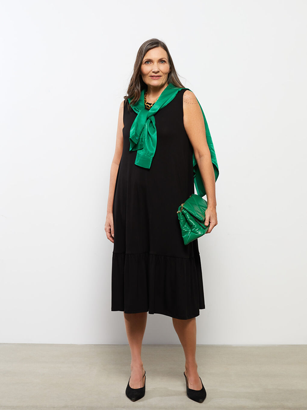 Crew Neck Straight Sleeveless A-Cut Women's Dress-3