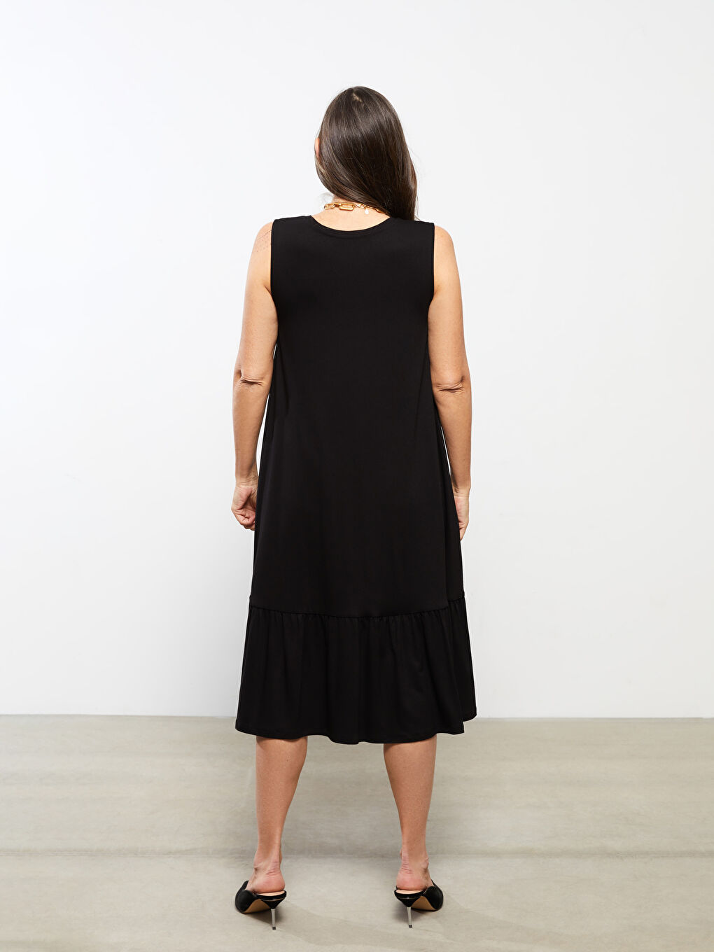 Crew Neck Straight Sleeveless A-Cut Women's Dress-5