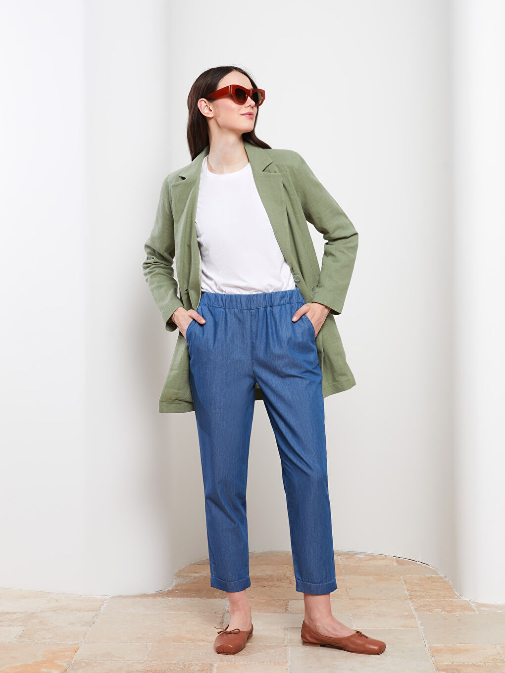 Taille Élastique Coupe Confortable Détails Poches Jean Rodeo pour Femmes-1