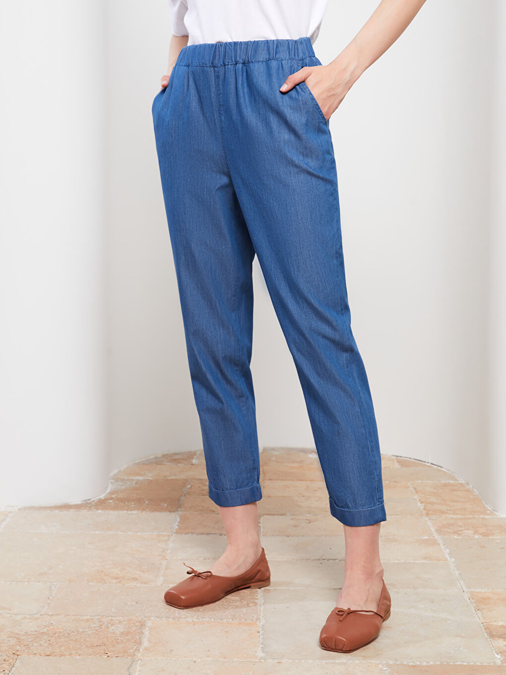 Taille Élastique Coupe Confortable Détails Poches Jean Rodeo pour Femmes-3