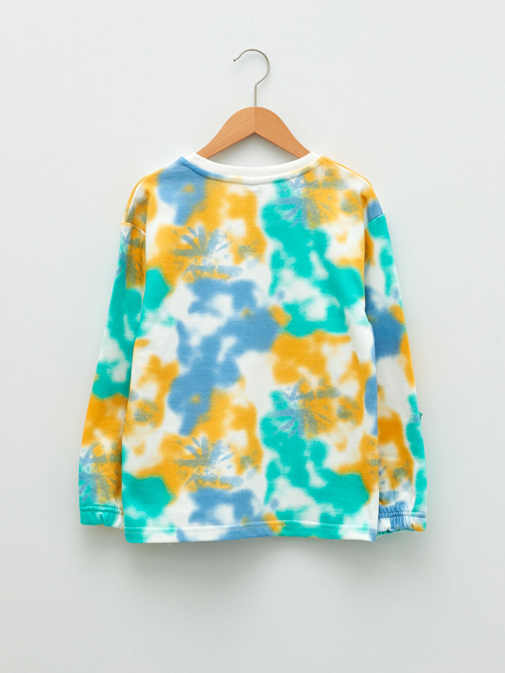 Ekru Bisiklet Yaka Batik Desenli Uzun Kollu Erkek Çocuk Sweatshirt-2