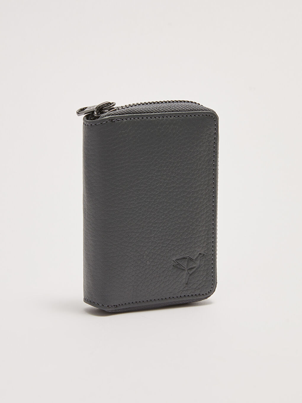 Gri Hakiki Deri Fermuarlı Erkek Cüzdan-3