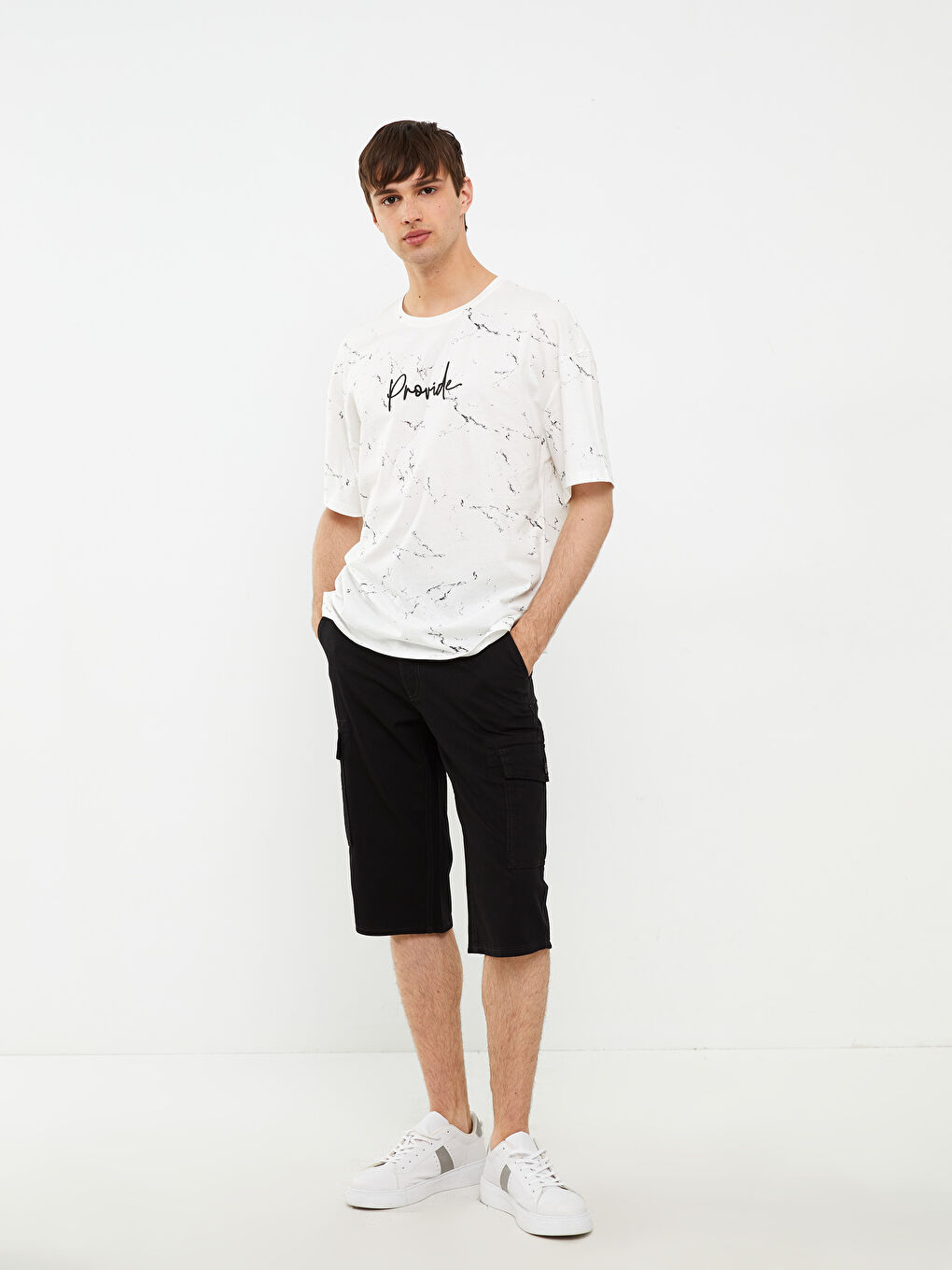 ерлерге арналған принтті трикотаж оверсайз футболка-2