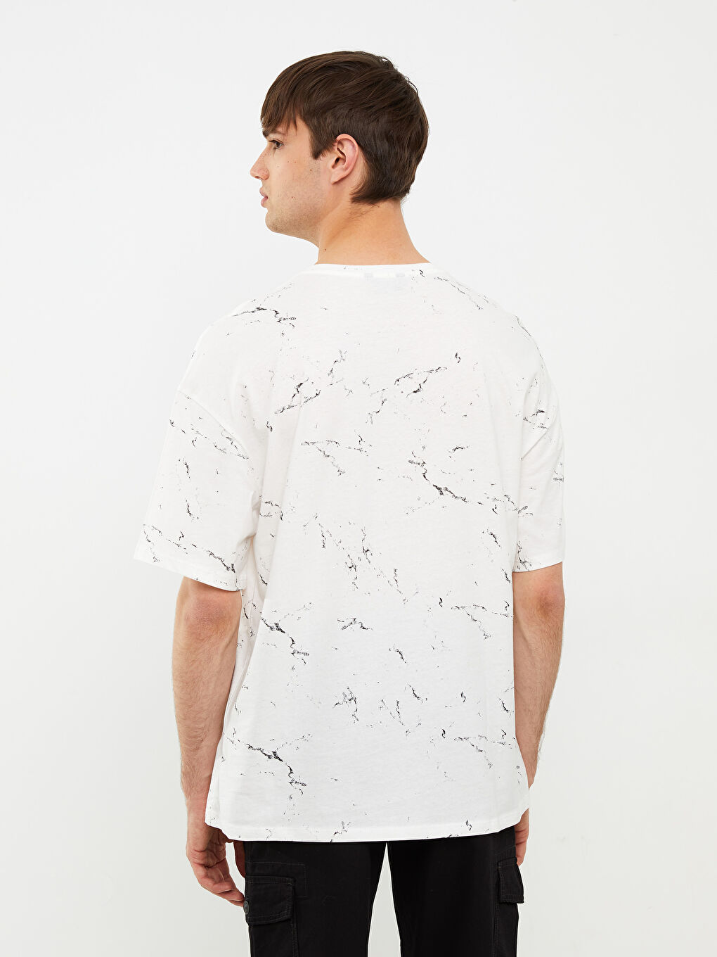 ерлерге арналған принтті трикотаж оверсайз футболка-4