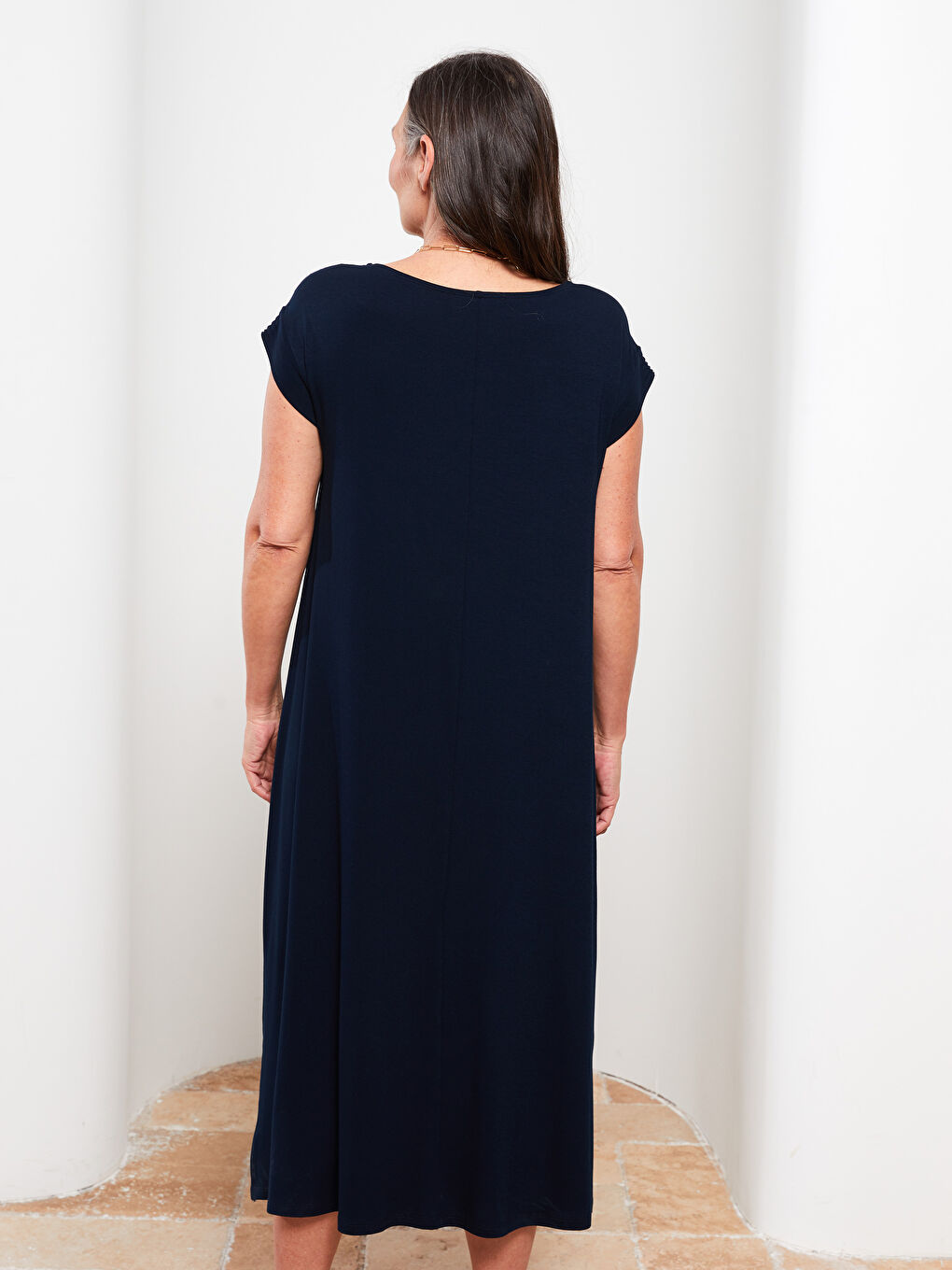 Crew Neck Embroidered Short Sleeve A-Cut Women's Dress -S2FA60Z8-E1J