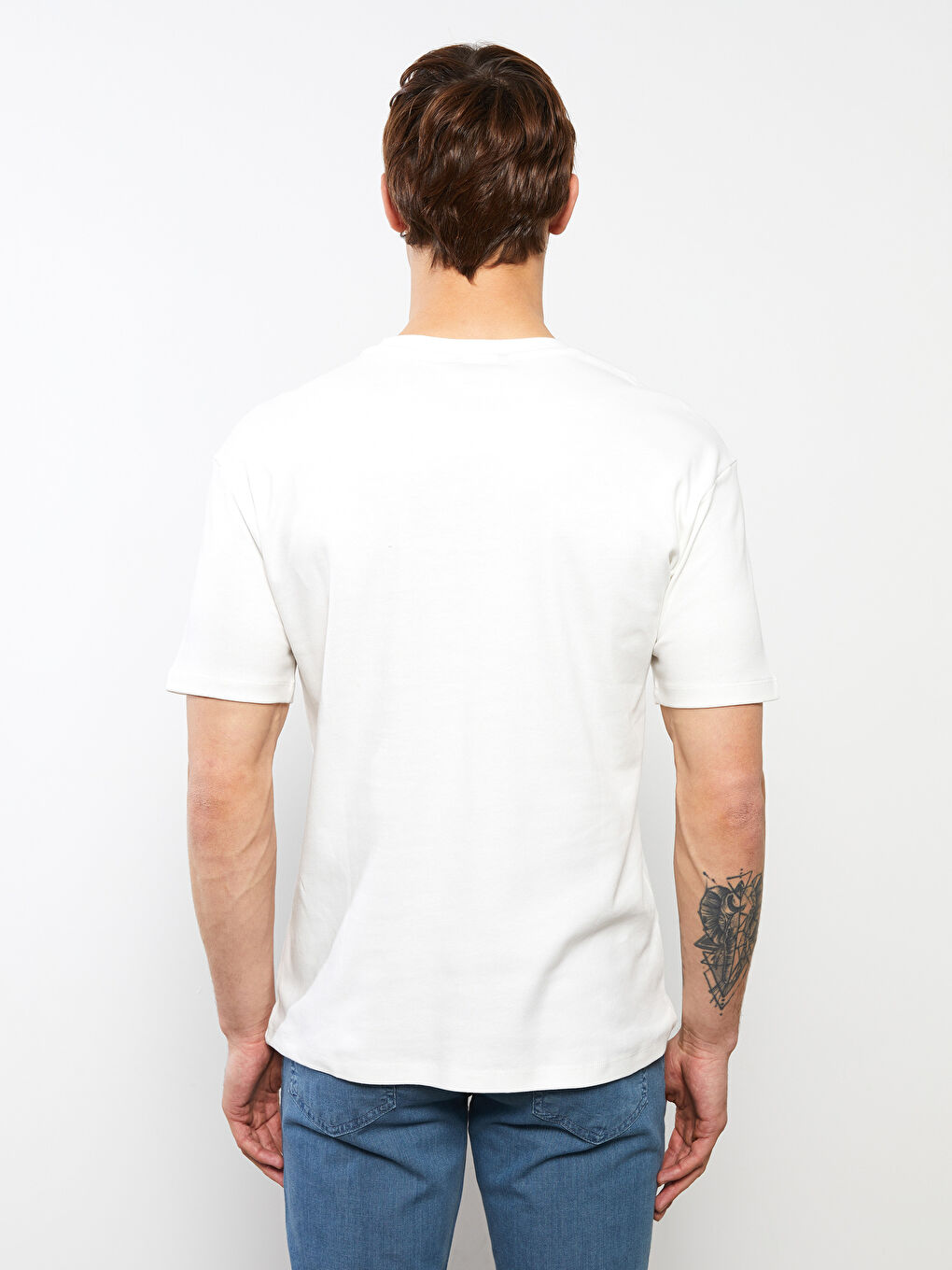 Crew Neck Short Sleeve Printed Combed Cotton Men's T-shirt-3