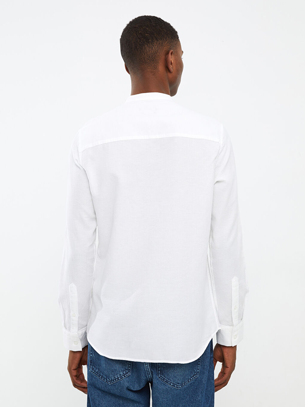 قميص رجالي كم طويل ياقة مندرين بقصة رفيعة-4