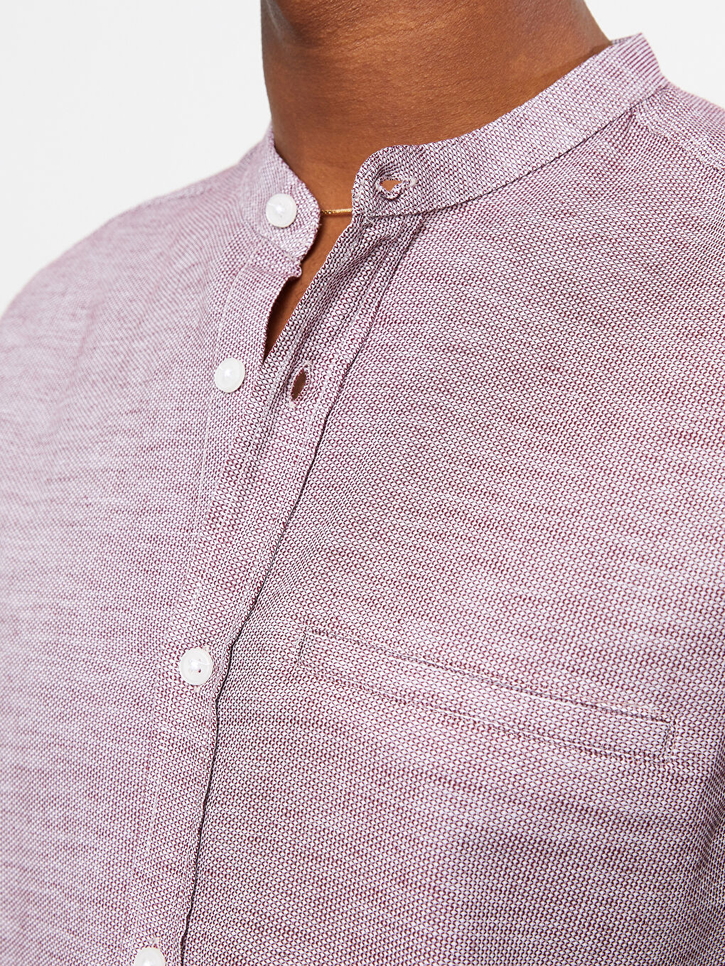 قميص رجالي كم طويل ياقة مندرين بقصة رفيعة-2