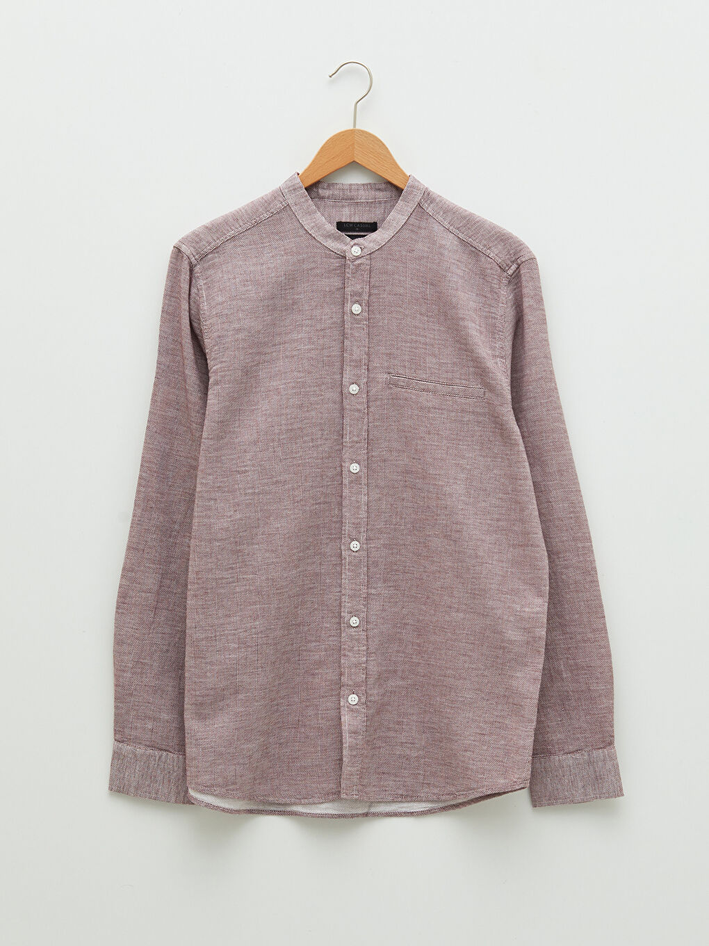 قميص رجالي كم طويل ياقة مندرين بقصة رفيعة-5