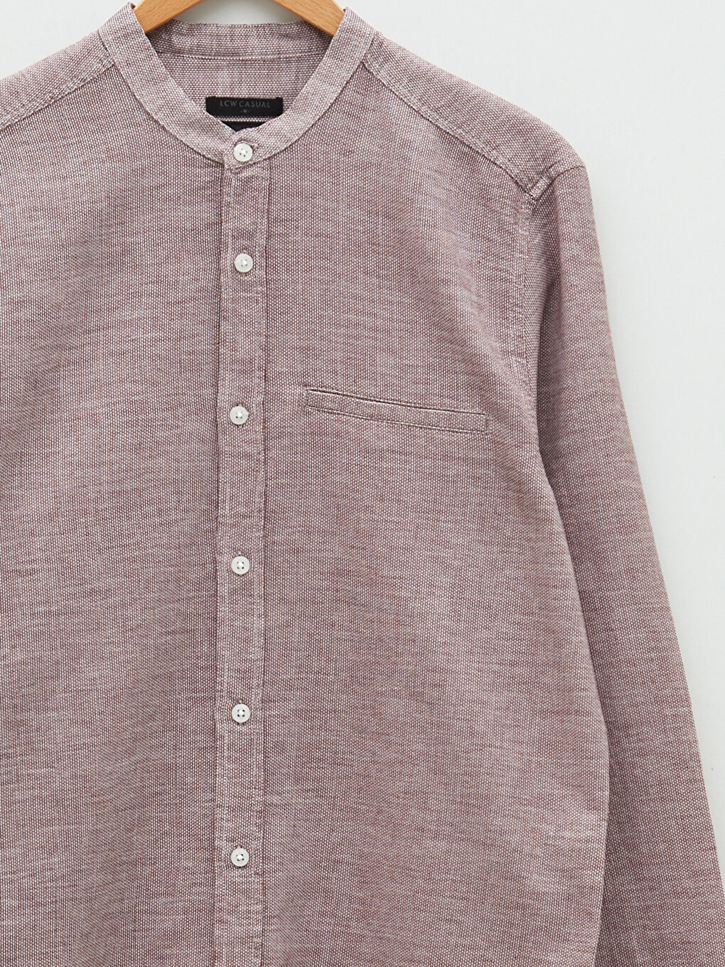 قميص رجالي كم طويل ياقة مندرين بقصة رفيعة-7